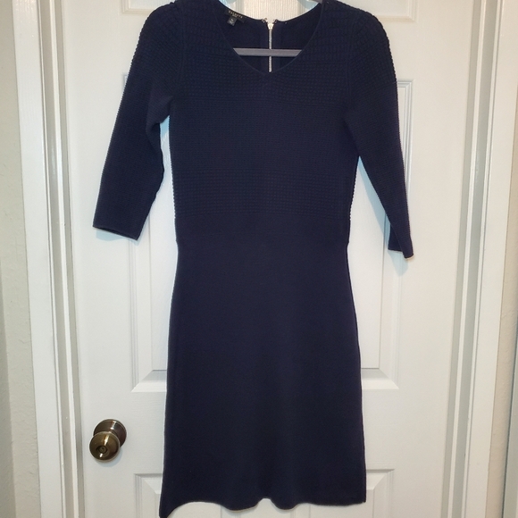 Talbots Navy Mixed Media Textured Sweater Dress Size SP - Picture 1 of 9